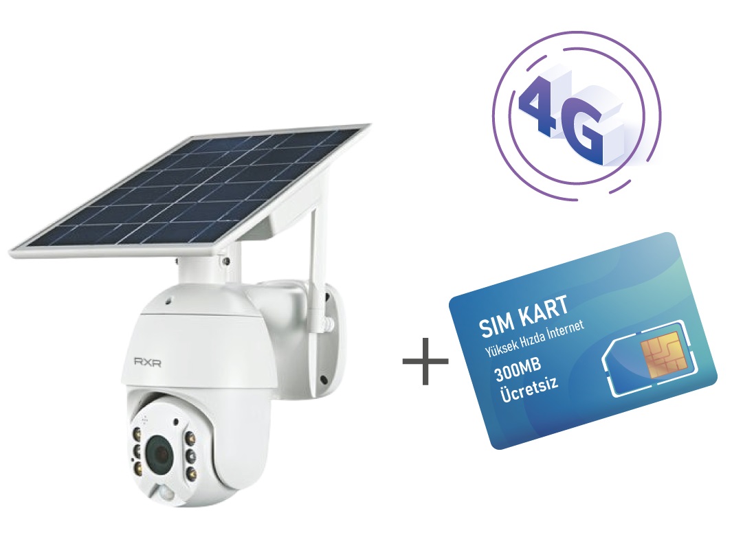 Solar Güneş Panelli Sim Kartlı 4G IP Kamera